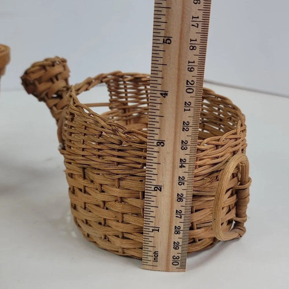 Vintage Miniature Wicker Basket Set 3pc Loveseat Star Wall Basket Watering Can